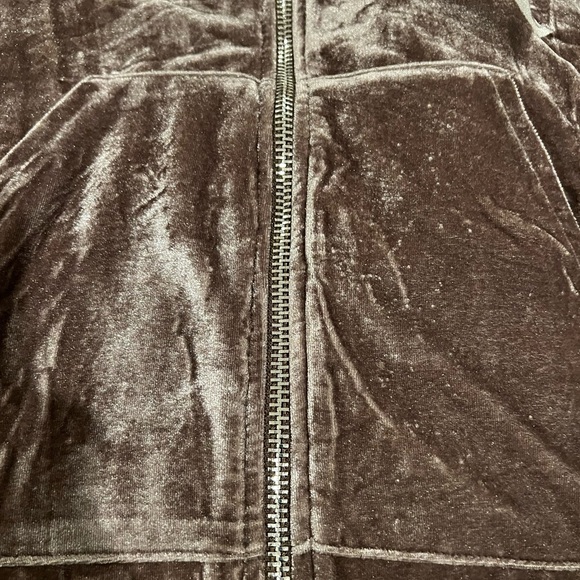 ESSUE Velour Paris Jacket Mocha Zip Up Oversized Hoodie Pockets SMALL - Picture 6 of 17